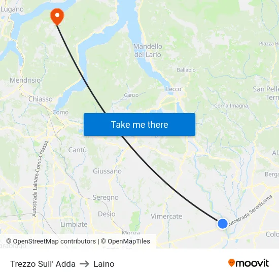 Trezzo Sull' Adda to Laino map