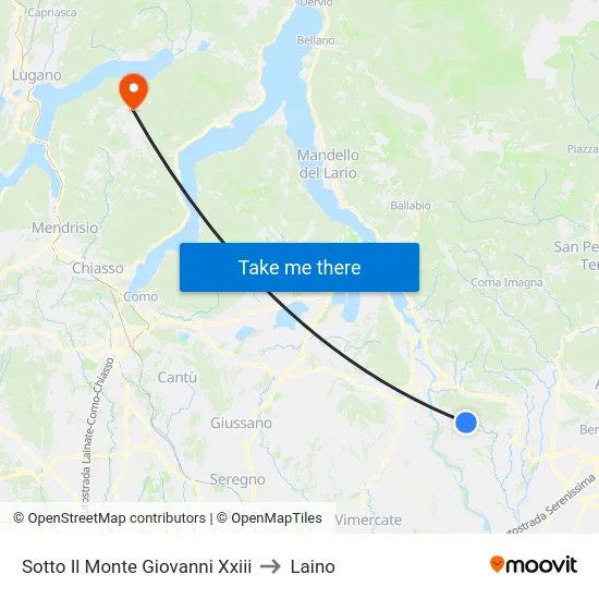 Sotto Il Monte Giovanni Xxiii to Laino map