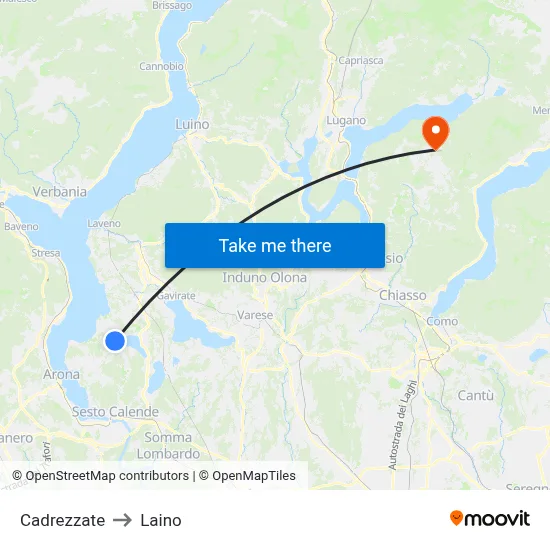 Cadrezzate to Laino map