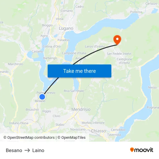 Besano to Laino map