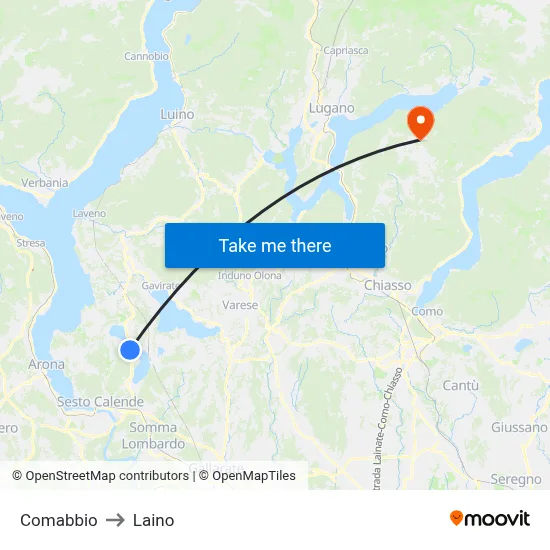 Comabbio to Laino map
