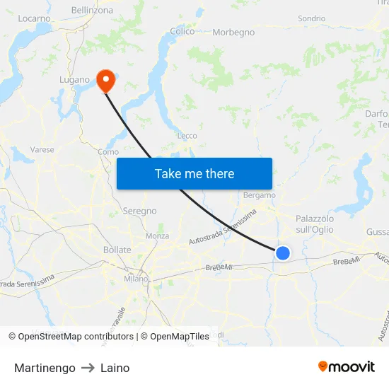 Martinengo to Laino map