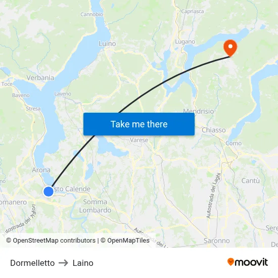 Dormelletto to Laino map