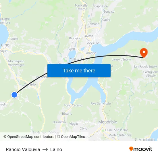 Rancio Valcuvia to Laino map