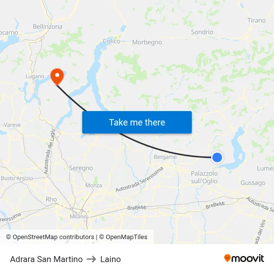 Adrara San Martino to Laino map