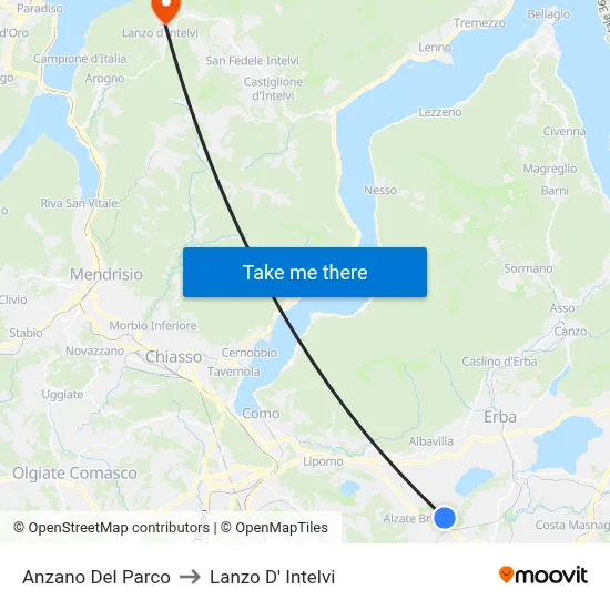 Anzano Del Parco to Lanzo d'Intelvi map