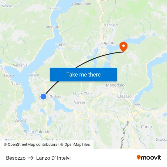 Besozzo to Lanzo d'Intelvi map