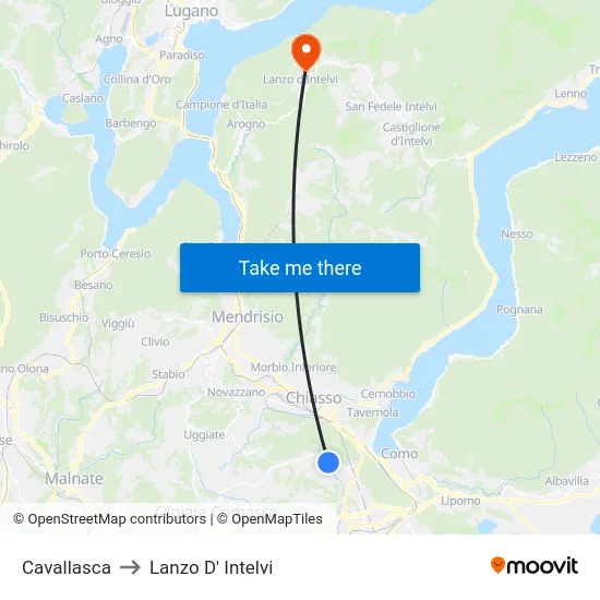 Cavallasca to Lanzo d'Intelvi map