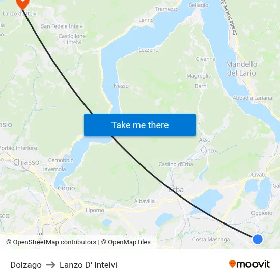 Dolzago to Lanzo d'Intelvi map