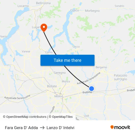 Fara Gera D' Adda to Lanzo d'Intelvi map