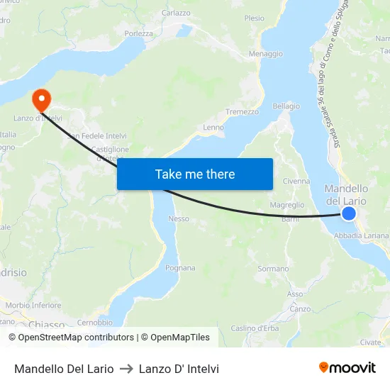 Mandello Del Lario to Lanzo d'Intelvi map