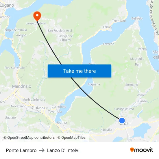 Ponte Lambro to Lanzo d'Intelvi map