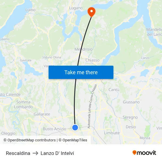 Rescaldina to Lanzo D' Intelvi map