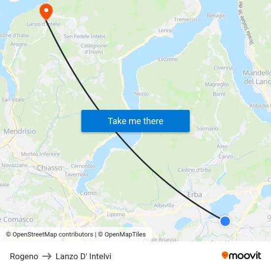 Rogeno to Lanzo d'Intelvi map