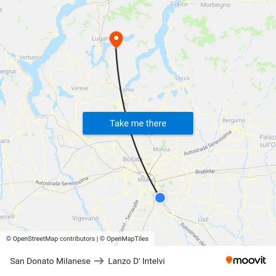 San Donato Milanese to Lanzo d'Intelvi map