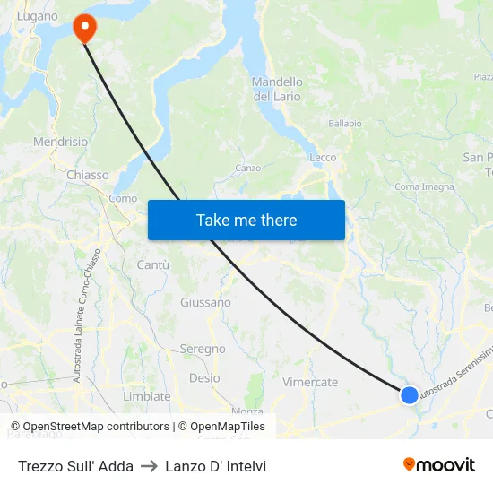 Trezzo Sull' Adda to Lanzo d'Intelvi map