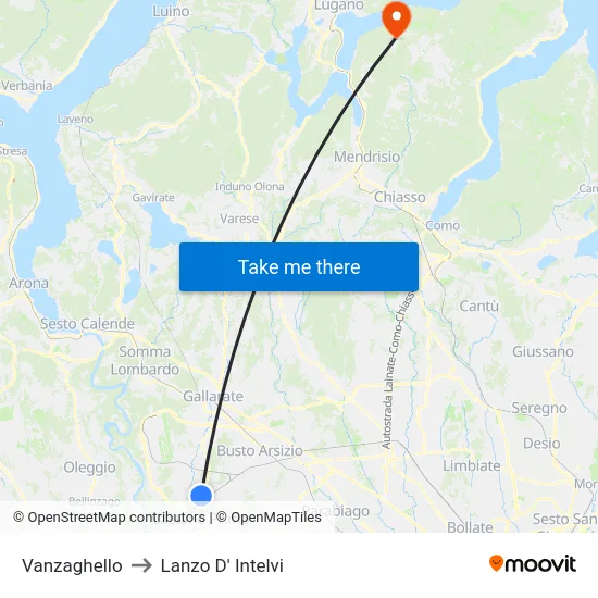 Vanzaghello to Lanzo d'Intelvi map