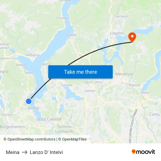 Meina to Lanzo d'Intelvi map
