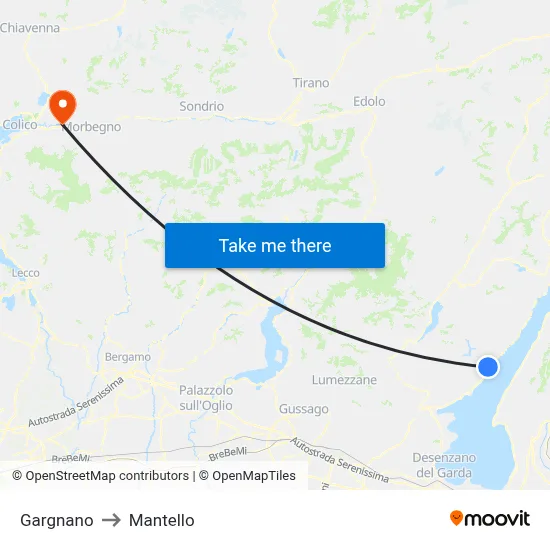 Gargnano to Mantello map