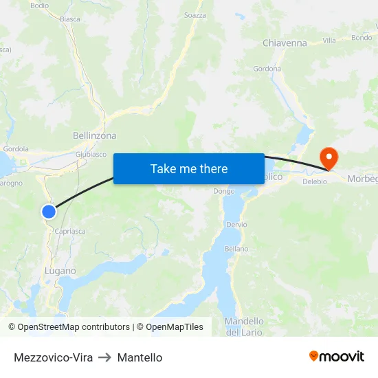 Mezzovico-Vira to Mantello map