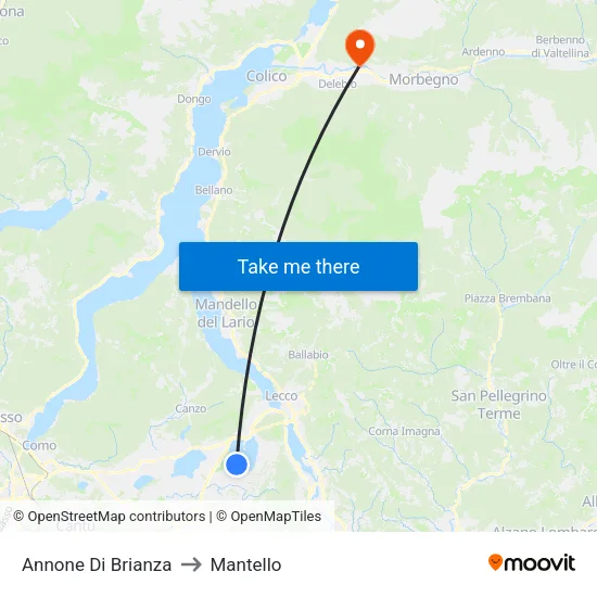 Annone Di Brianza to Mantello map