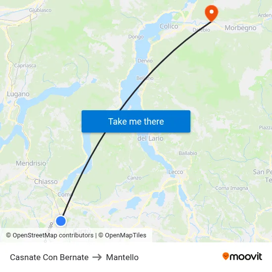 Casnate Con Bernate to Mantello map