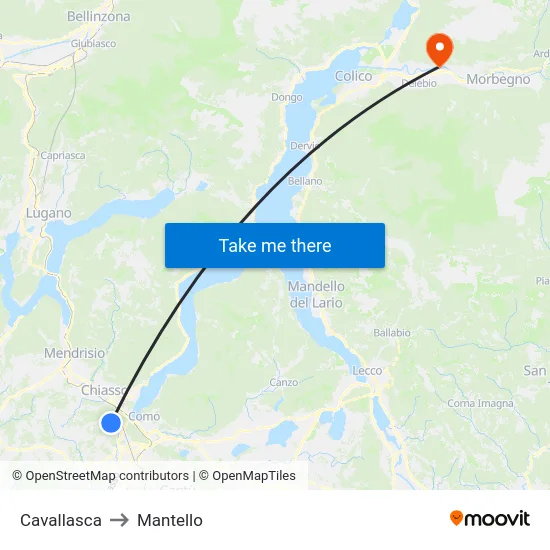 Cavallasca to Mantello map