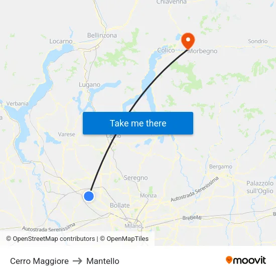 Cerro Maggiore to Mantello map