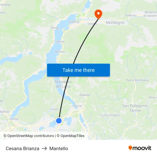Cesana Brianza to Mantello map