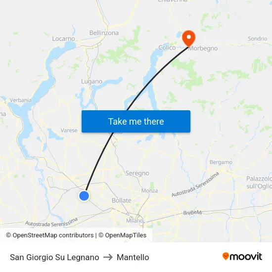 San Giorgio Su Legnano to Mantello map