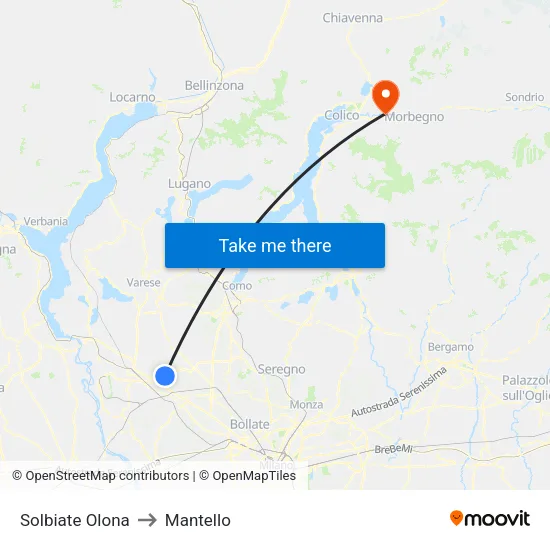 Solbiate Olona to Mantello map