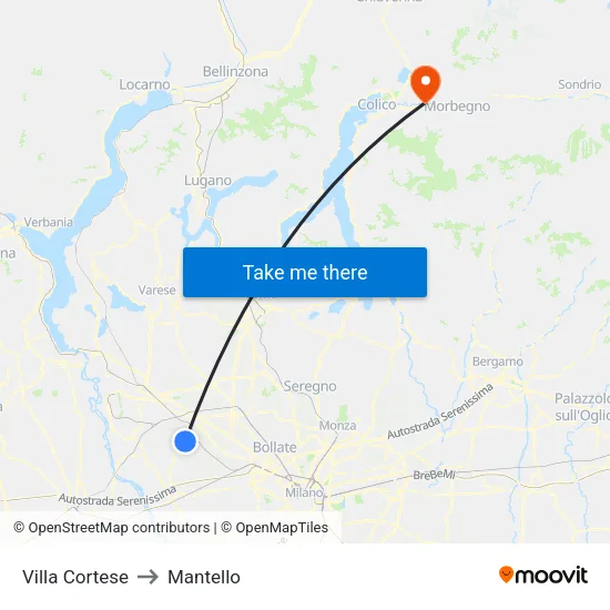 Villa Cortese to Mantello map