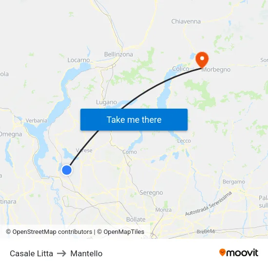 Casale Litta to Mantello map