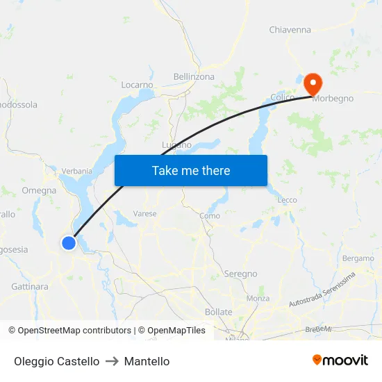 Oleggio Castello to Mantello map