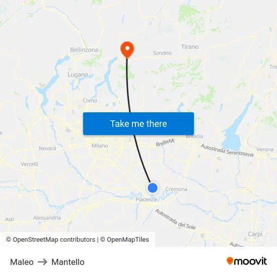 Maleo to Mantello map