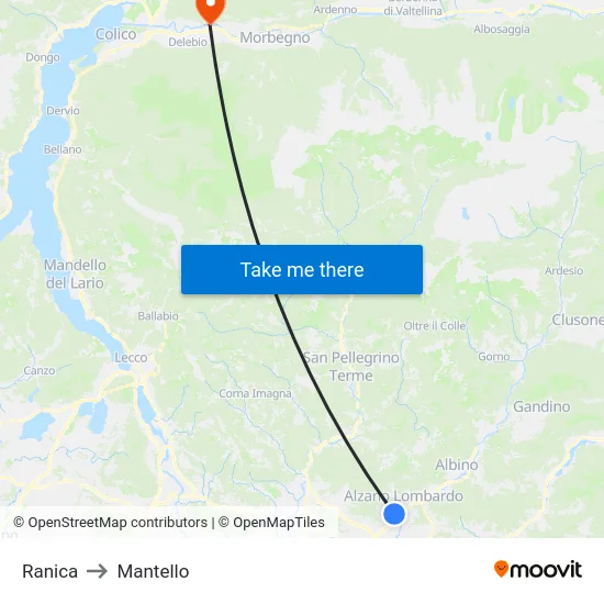 Ranica to Mantello map