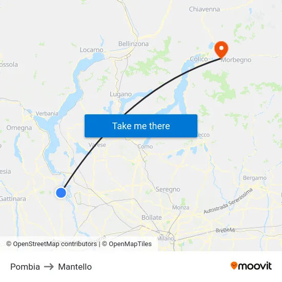 Pombia to Mantello map