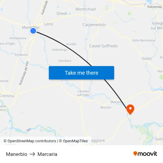 Manerbio to Marcaria map