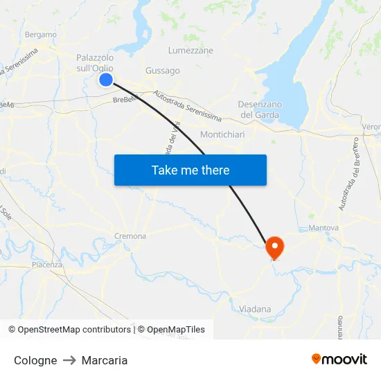 Cologne to Marcaria map