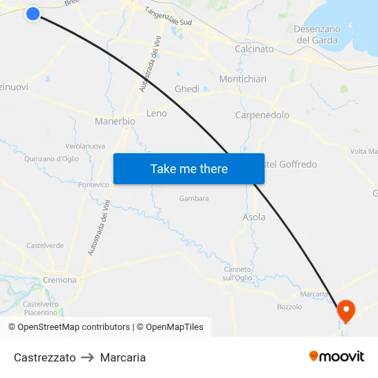 Castrezzato to Marcaria map