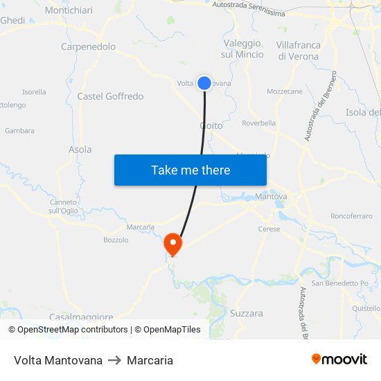 Volta Mantovana to Marcaria map