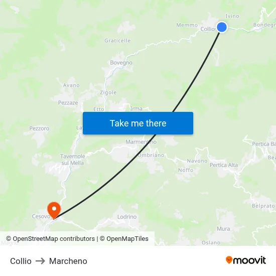 Collio to Marcheno map