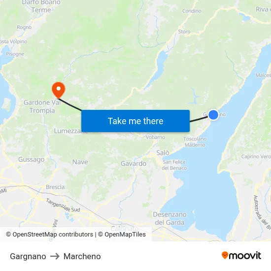 Gargnano to Marcheno map