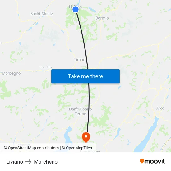 Livigno to Marcheno map
