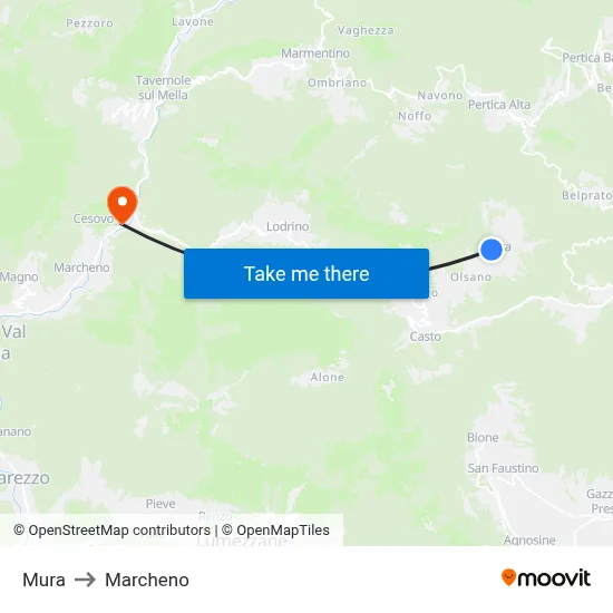 Mura to Marcheno map