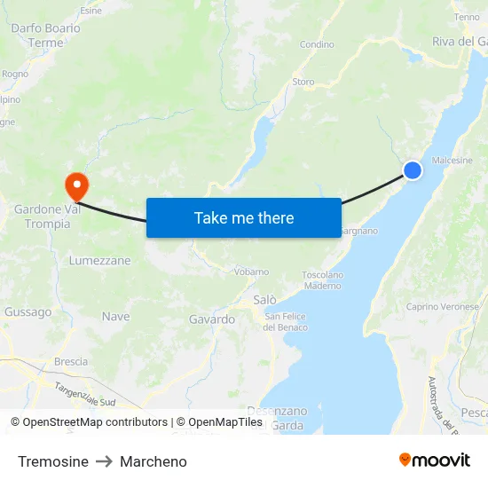 Tremosine to Marcheno map
