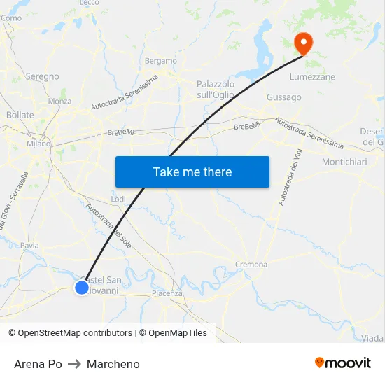 Arena Po to Marcheno map
