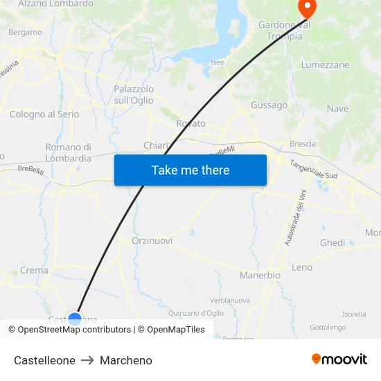 Castelleone to Marcheno map