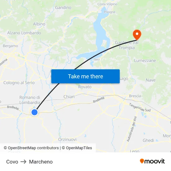 Covo to Marcheno map