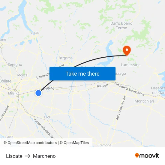 Liscate to Marcheno map